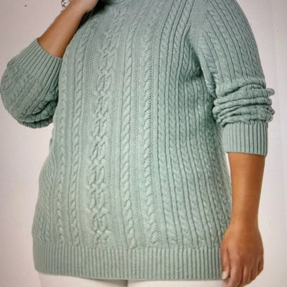 Croft & Barrow Turquoise Comfy Cable Knit Turtleneck Sweater Size Large - Picture 12 of 12